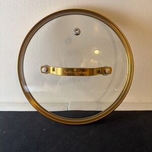 Gotham Steel Round Tempered Glass Lid 6 7/8" INNER. Gold Rim And Handle. Replace